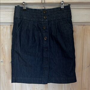 Pilcro Dark Blue Button-Front Pencil Skirt